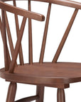 Set of Two 26" Walnut Solid Wood Counter Height Bar Chairs