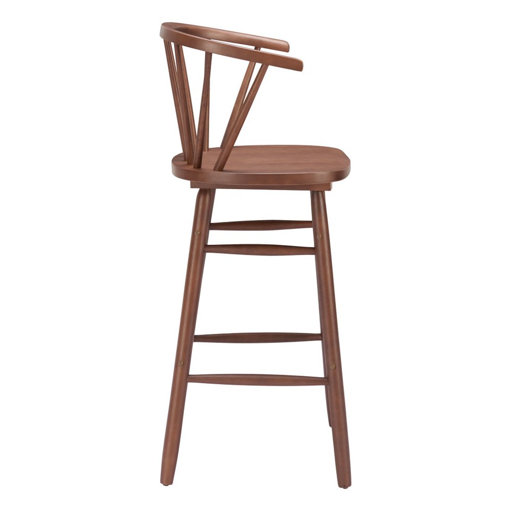 Set of Two 26" Walnut Solid Wood Counter Height Bar Chairs
