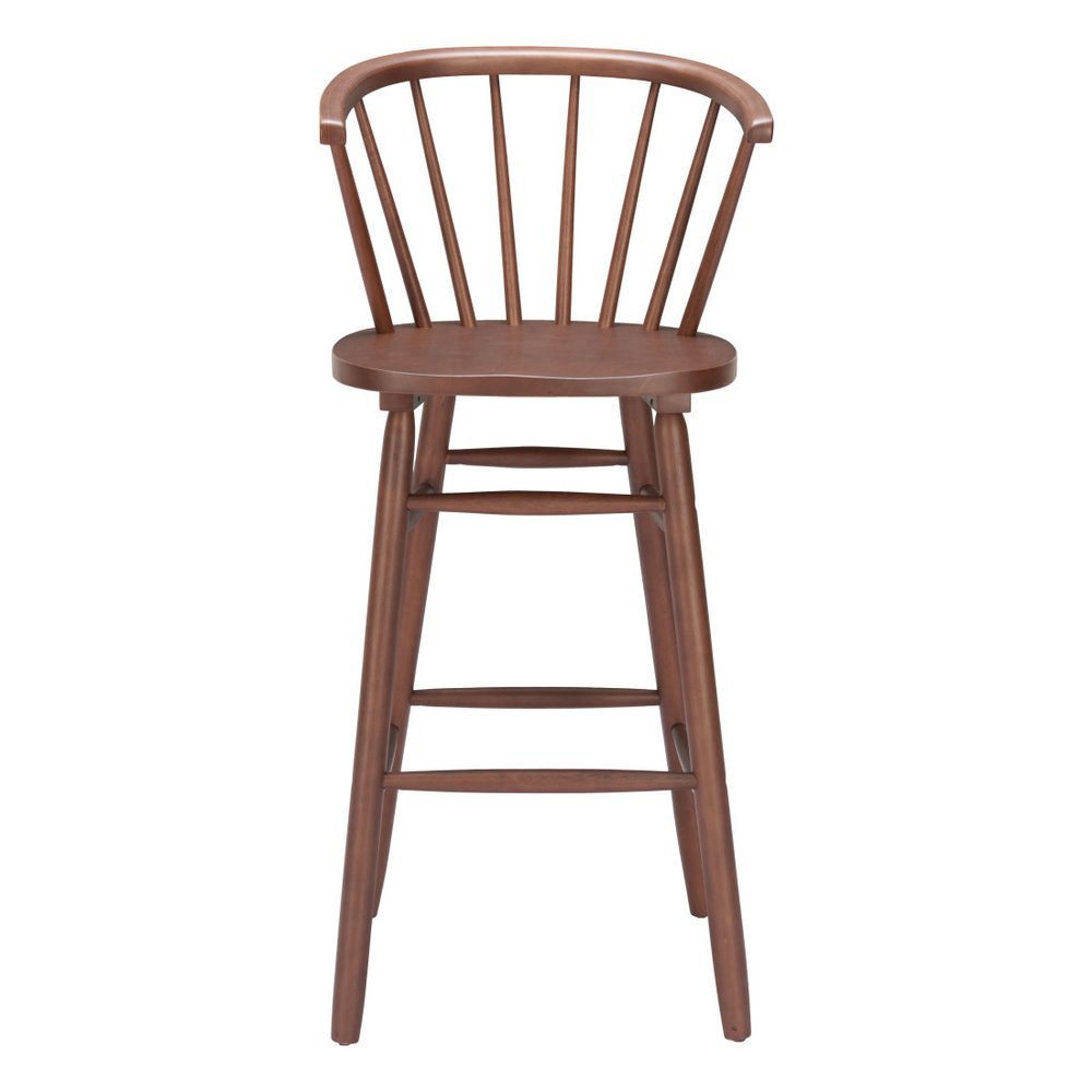 Set of Two 26" Walnut Solid Wood Counter Height Bar Chairs