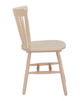 Set of Two Natural Solid Wood Windsor Back Dining Side Chairs
