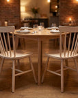 Set of Two Natural Solid Wood Windsor Back Dining Side Chairs