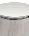 24" White Solid Wood Round Drum End Table With Two Drawers