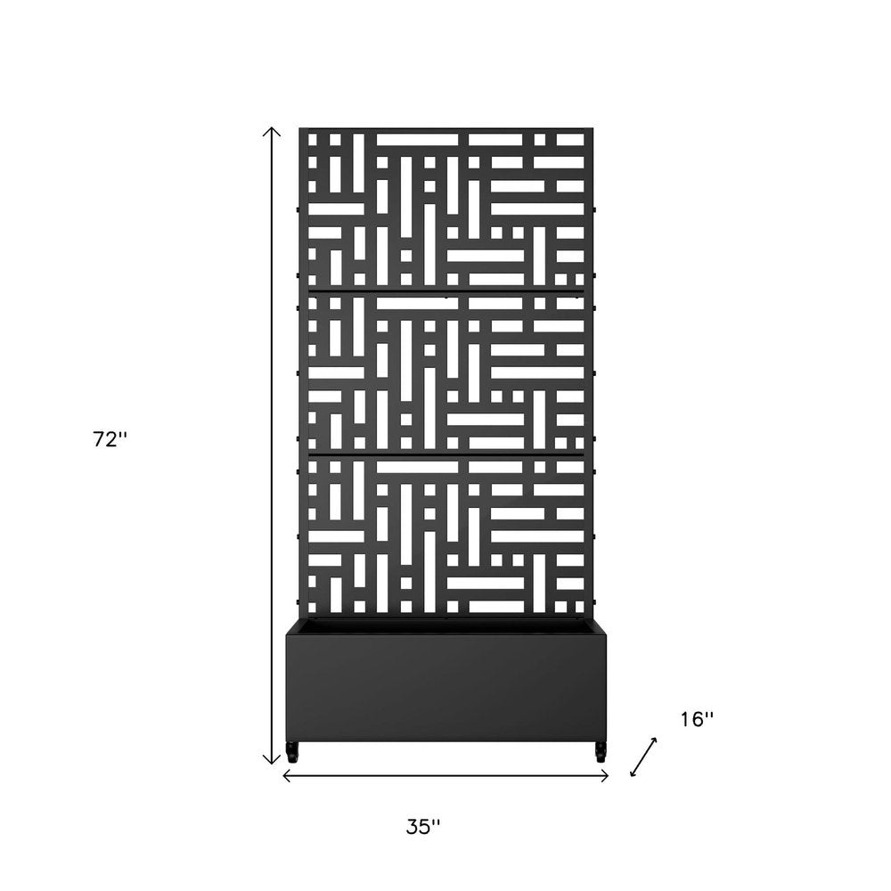72" X 35" Black Metal Rectangular Planter Box