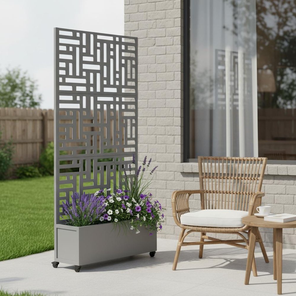 72" X 35" Gray Metal Rectangular Planter Box