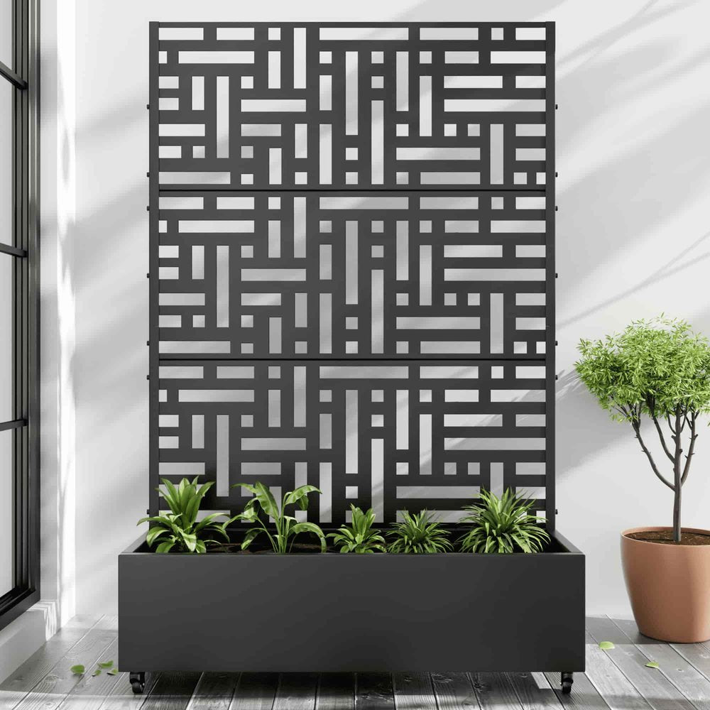 72" X 47" Black Metal Rectangular Planter Box