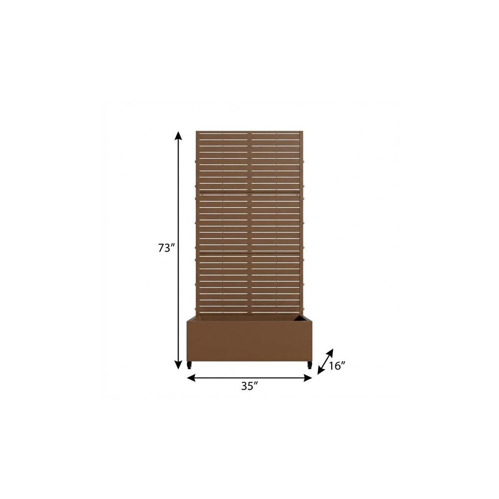 73" X 35" Brown Metal Rectangular Planter Box