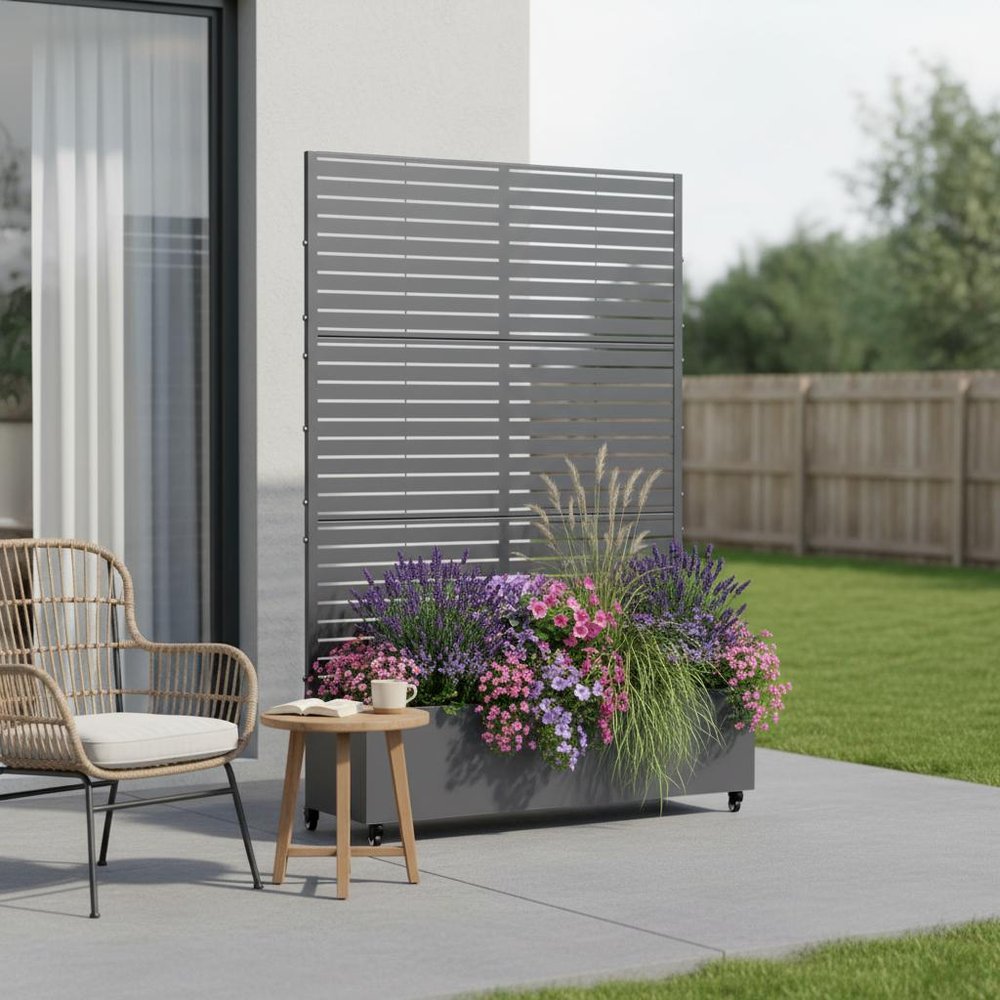 72" X 35" Gray Metal Rectangular Planter Box