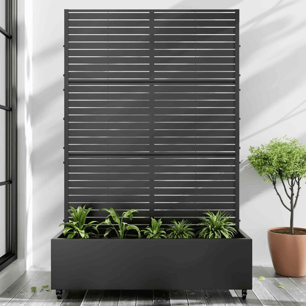 72" X 35" Black Metal Rectangular Planter Box