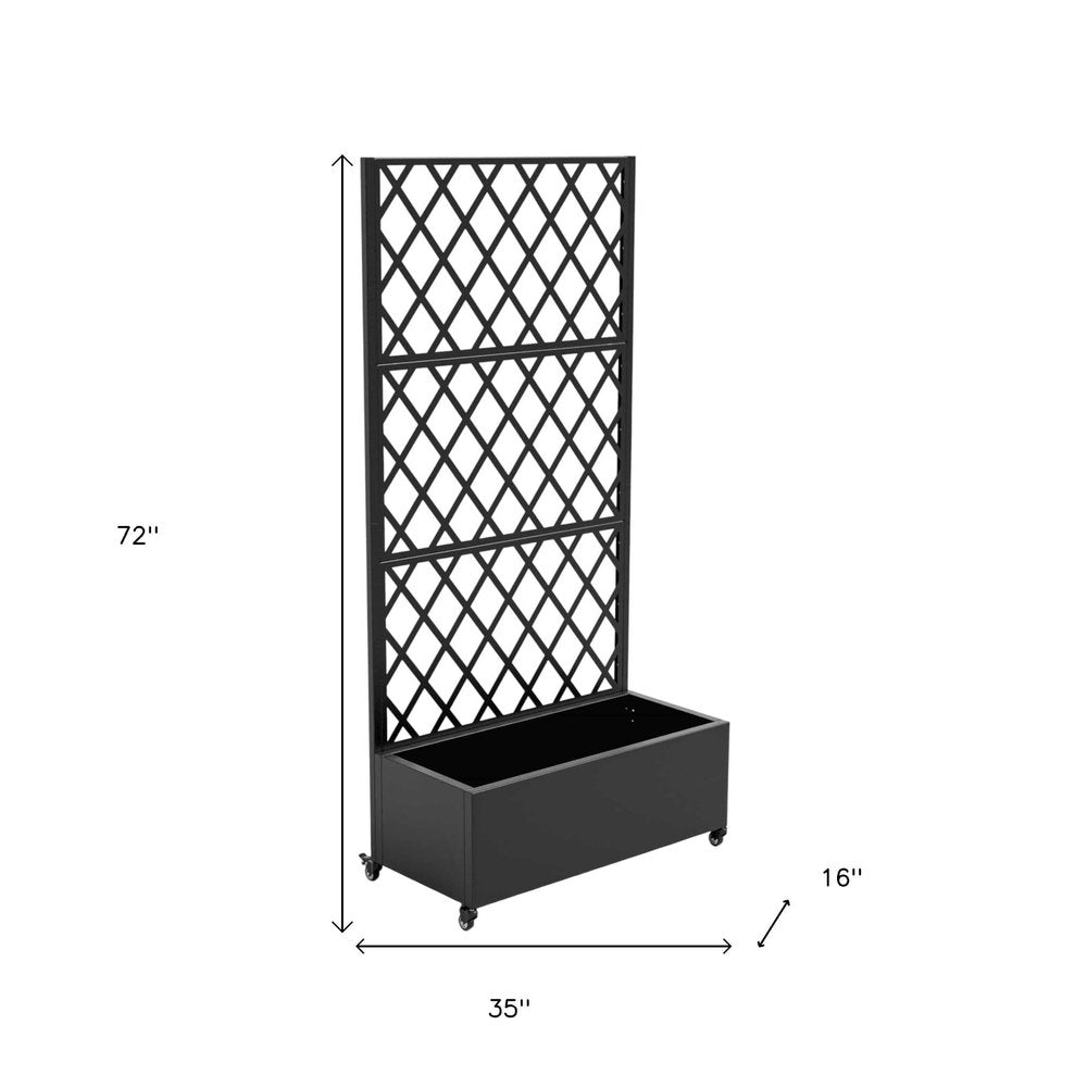 72" X 35" Black Metal Rectangular Planter Box