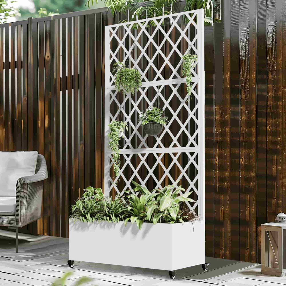 72" X 35" White Metal Rectangular Planter Box