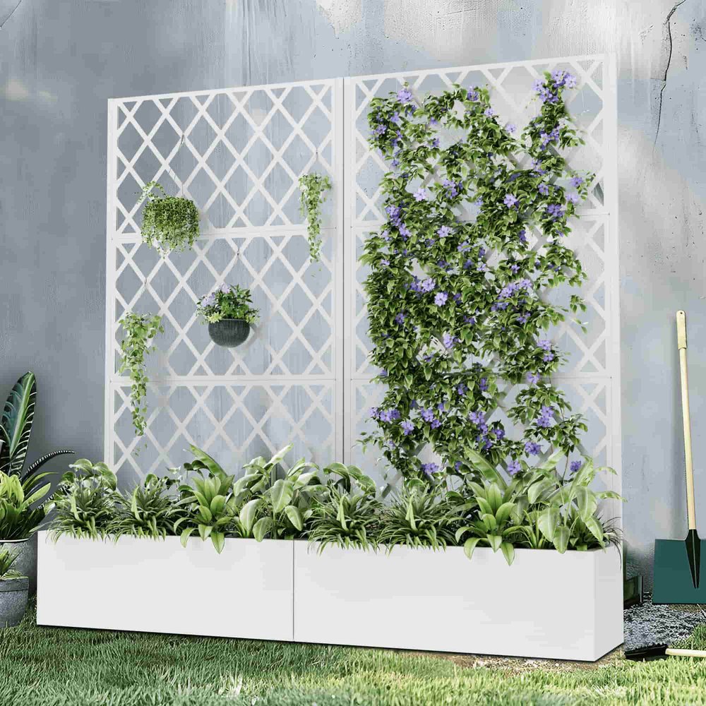 72" X 35" White Metal Rectangular Planter Box