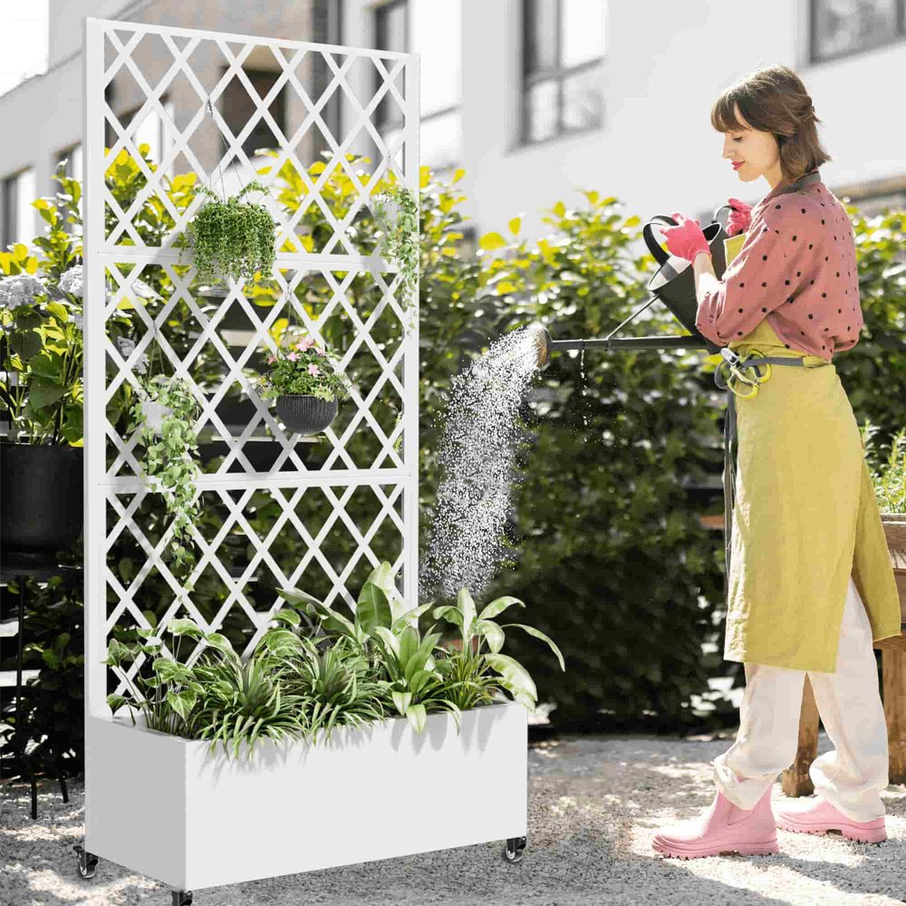 72" X 35" White Metal Rectangular Planter Box