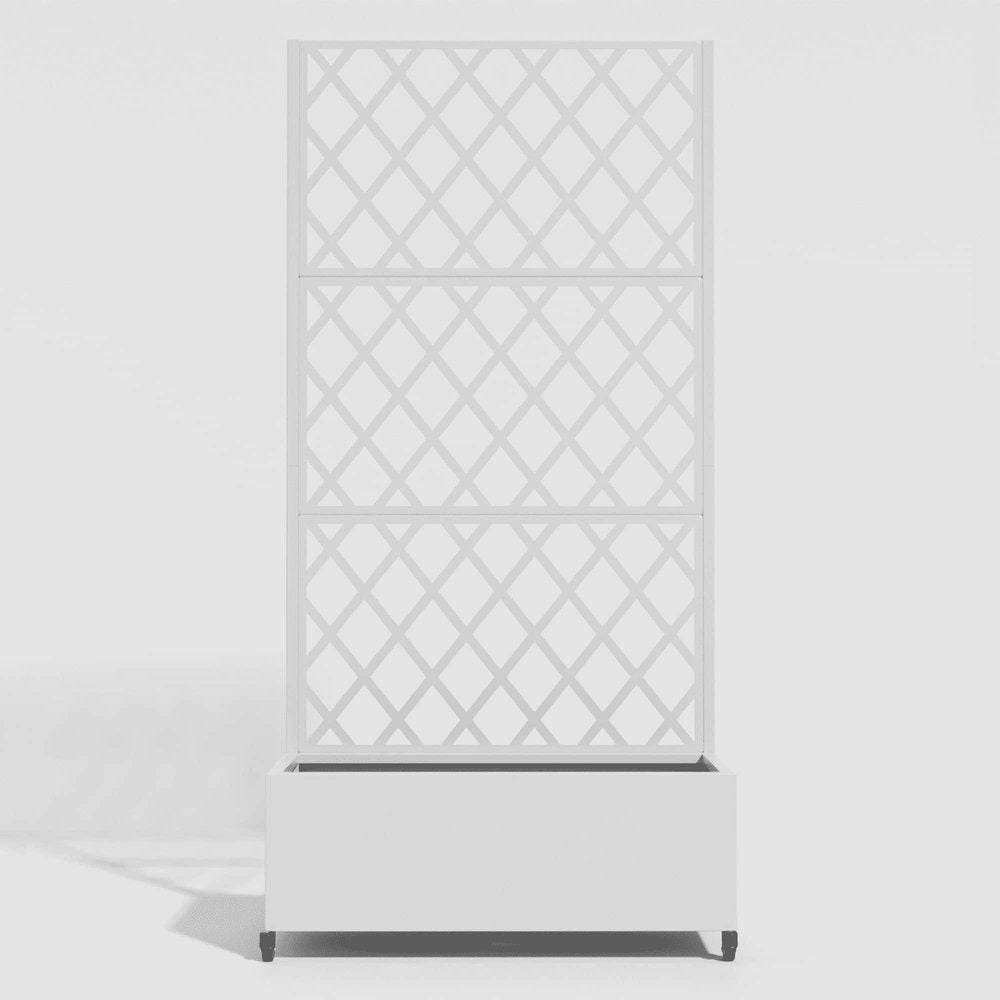 72" X 35" White Metal Rectangular Planter Box