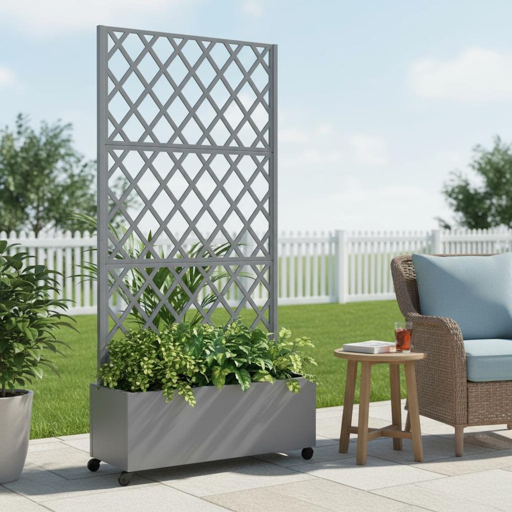 72" X 35" Gray Metal Rectangular Planter Box