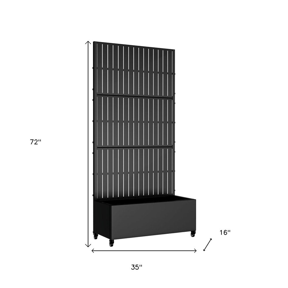 72" X 35" Black Metal Rectangular Planter Box