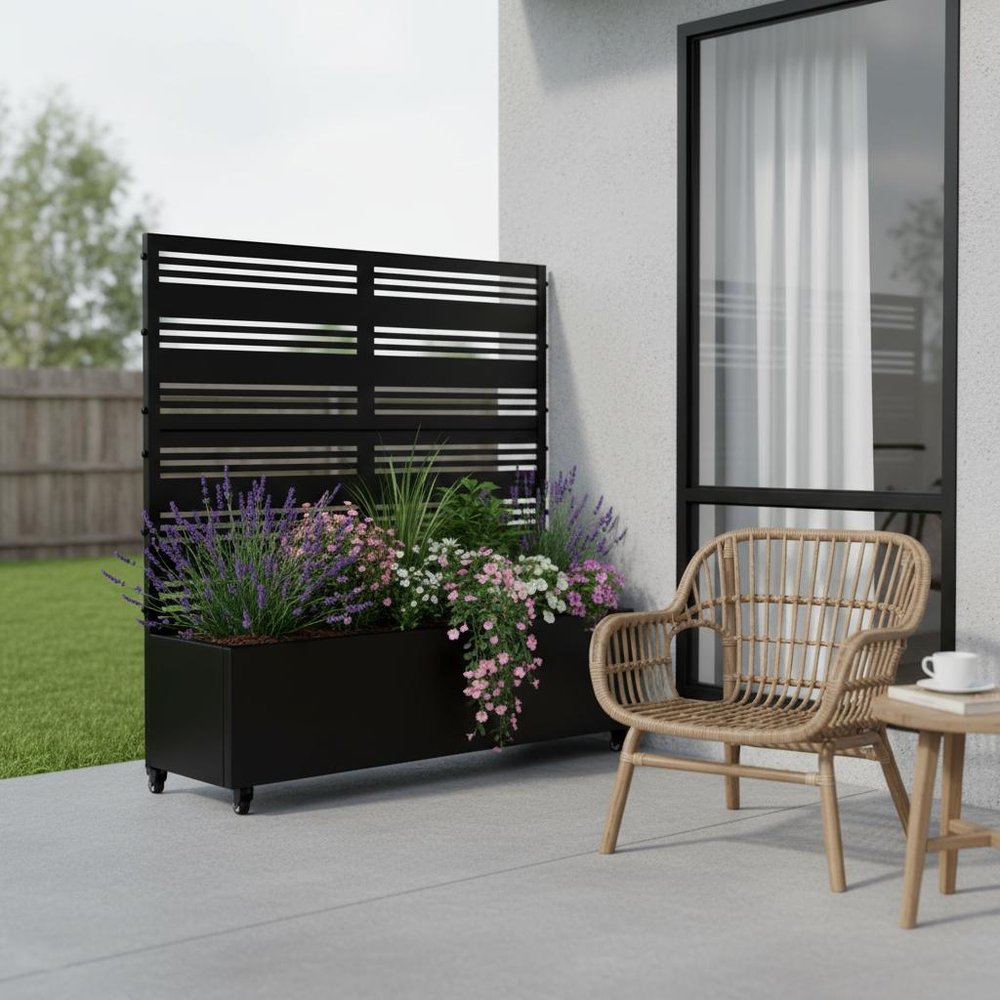 47" X 47" Black Metal Rectangular Planter Box