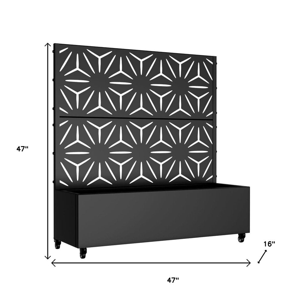 47" X 47" Black Metal Rectangular Planter Box
