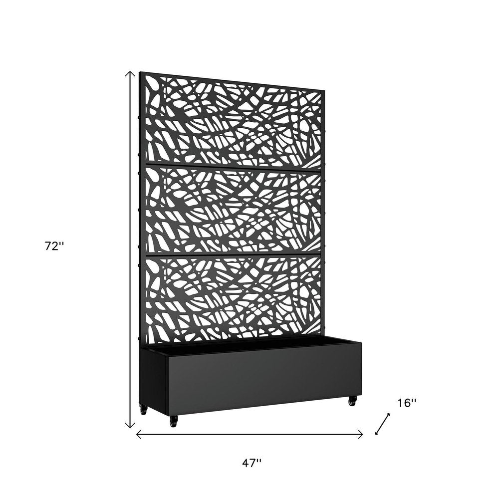 72" X 47" Black Metal Rectangular Planter Box
