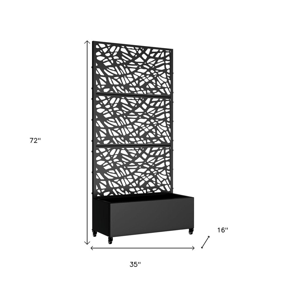 72" X 35" Black Metal Rectangular Planter Box