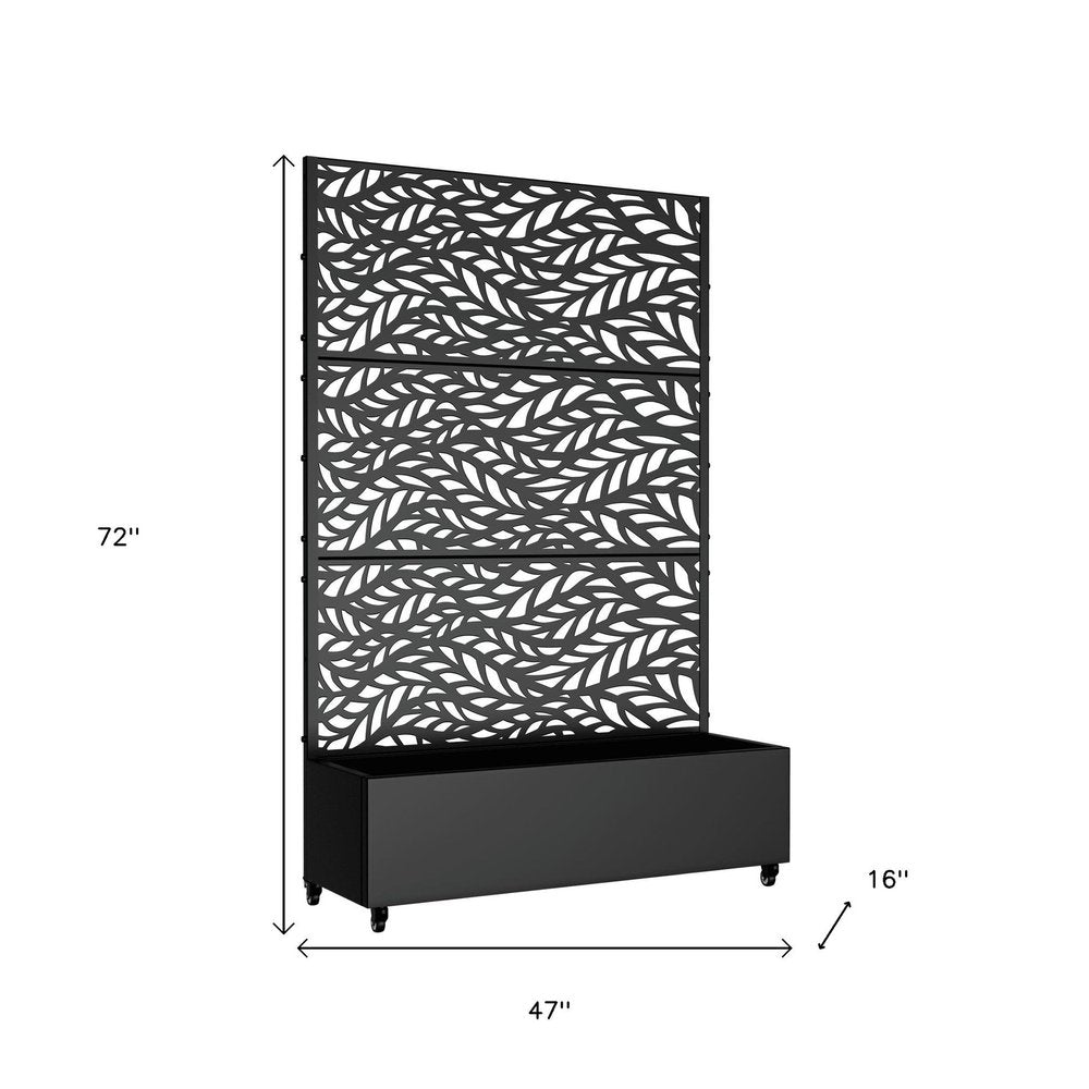 72" X 47" Black Metal Rectangular Planter Box