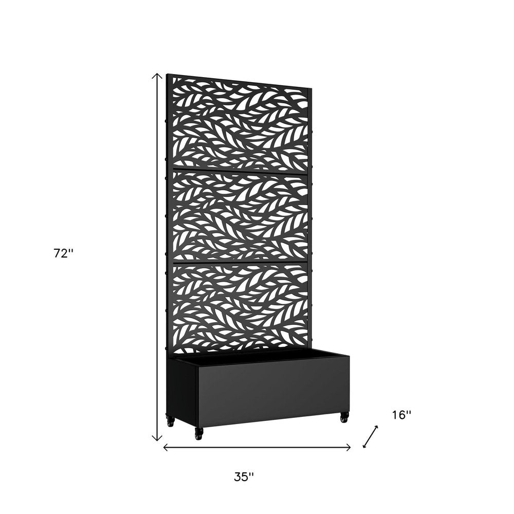 72" X 35" Black Metal Rectangular Planter Box