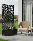 72" X 35" Black Metal Rectangular Planter Box