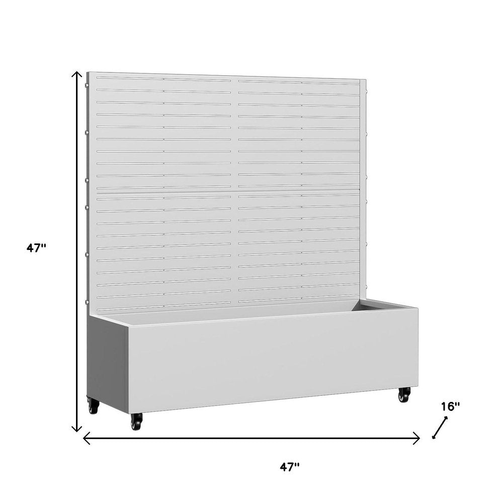 47" X 47" White Metal Rectangular Planter Box