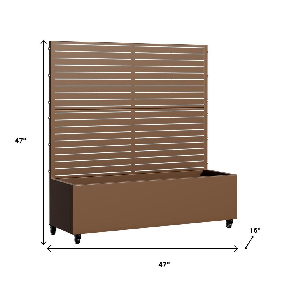 47" X 47" Brown Metal Rectangular Planter Box