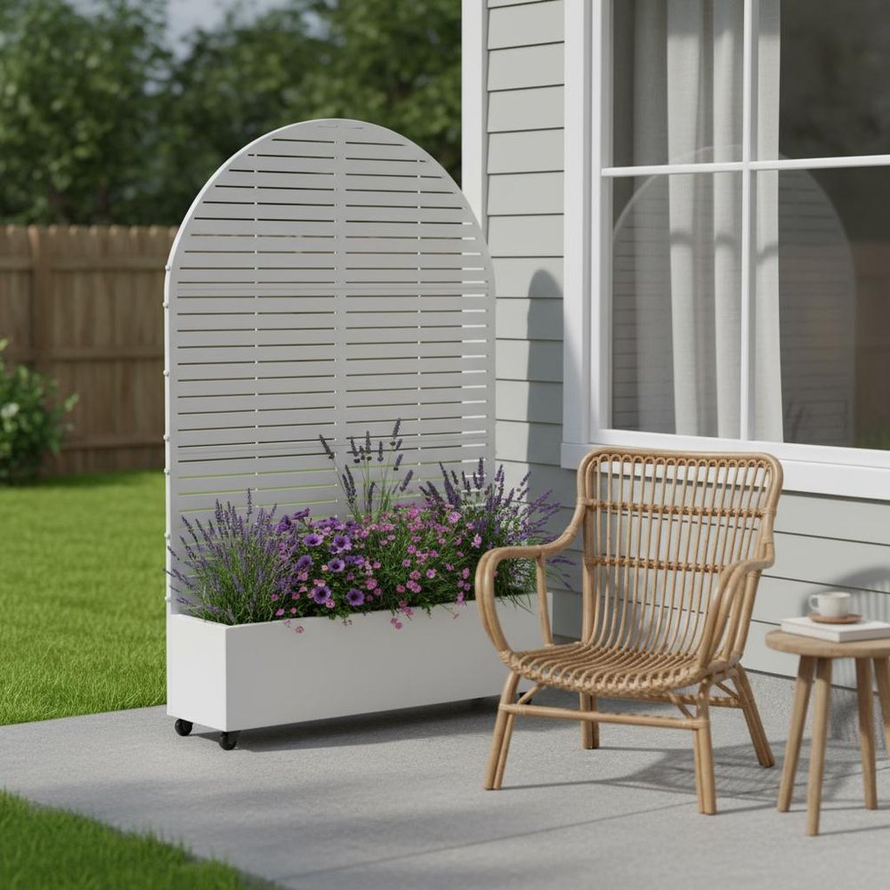 72" X 47" White Metal Rectangular Planter Box