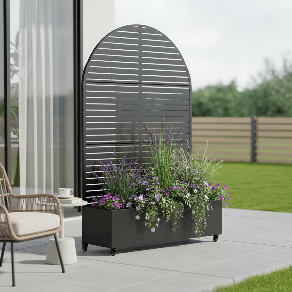 72" X 47" Black Metal Rectangular Planter Box