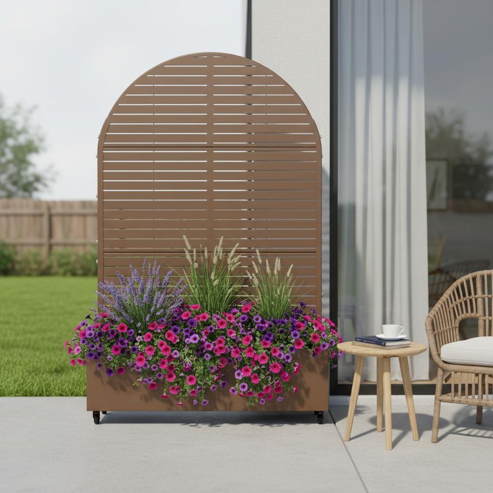 72" X 47" Brown Metal Rectangular Planter Box
