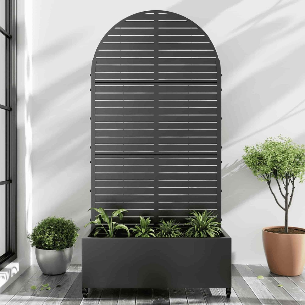 72" X 35" Black Metal Rectangular Planter Box