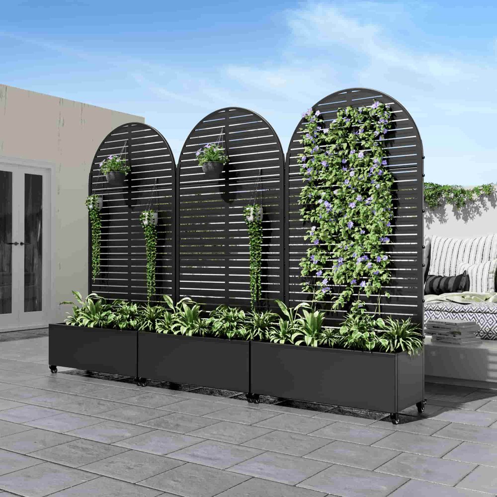 72" X 35" Black Metal Rectangular Planter Box