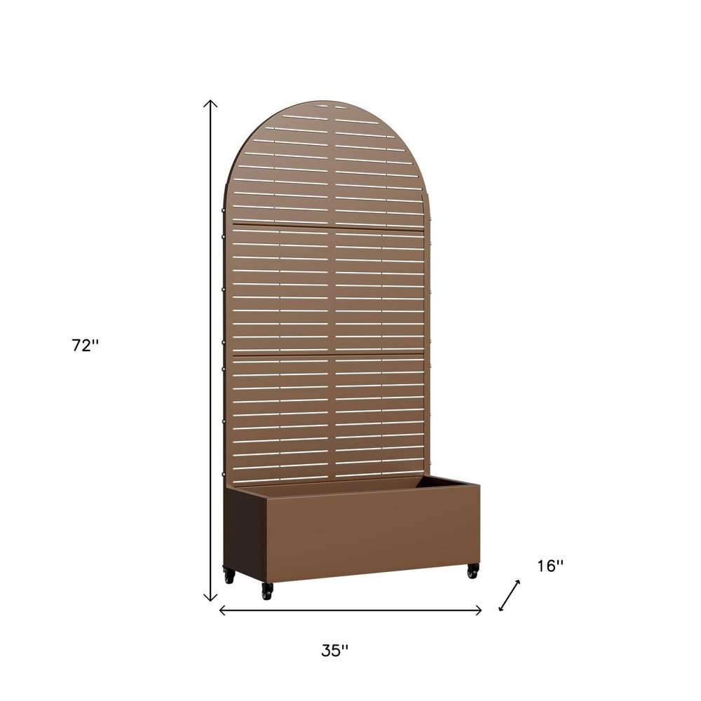 72" X 35" Brown Metal Rectangular Planter Box
