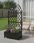 72" X 35" Black Metal Rectangular Planter Box