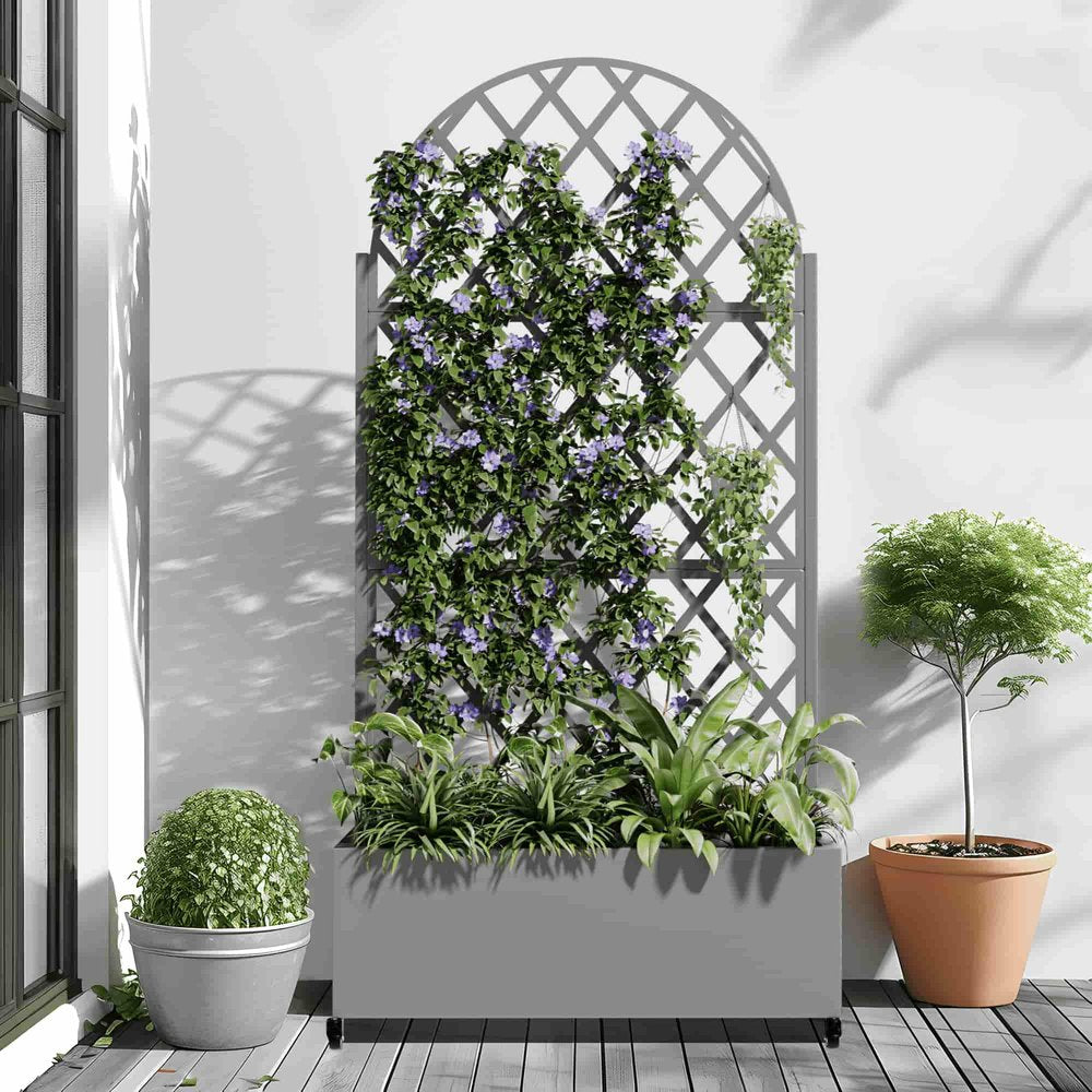 72" X 35" Gray Metal Rectangular Planter Box