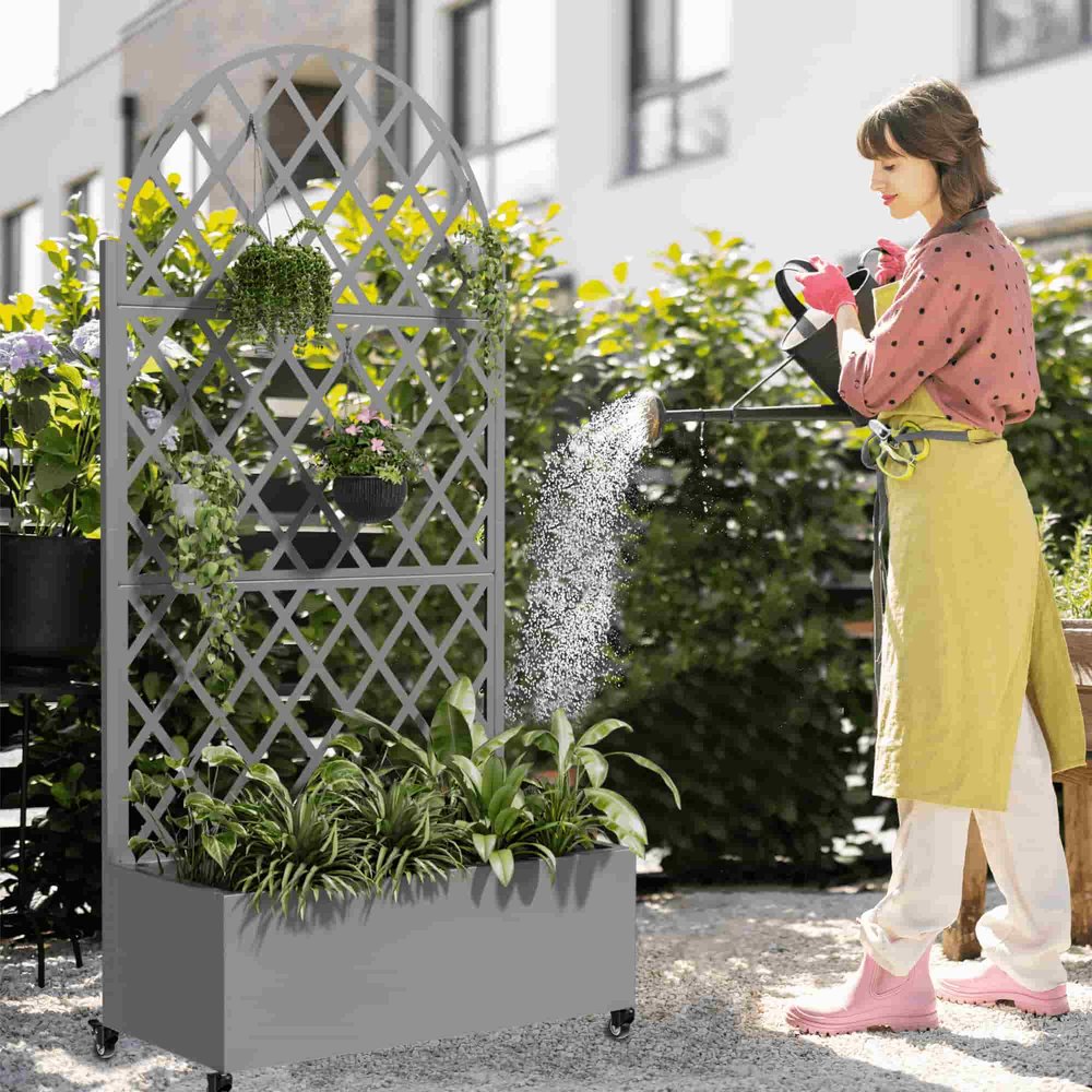 72" X 35" Gray Metal Rectangular Planter Box