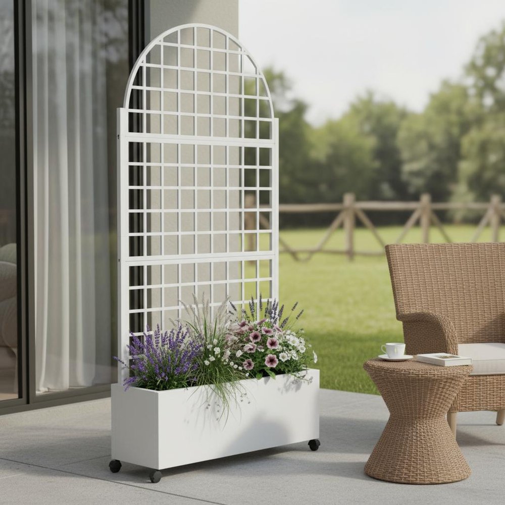 72" X 35" White Metal Rectangular Planter Box