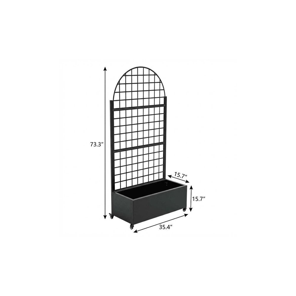 73" X 35" Black Metal Rectangular Planter Box