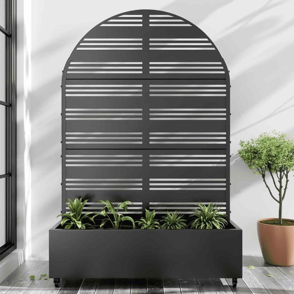 72" X 47" Black Metal Rectangular Planter Box