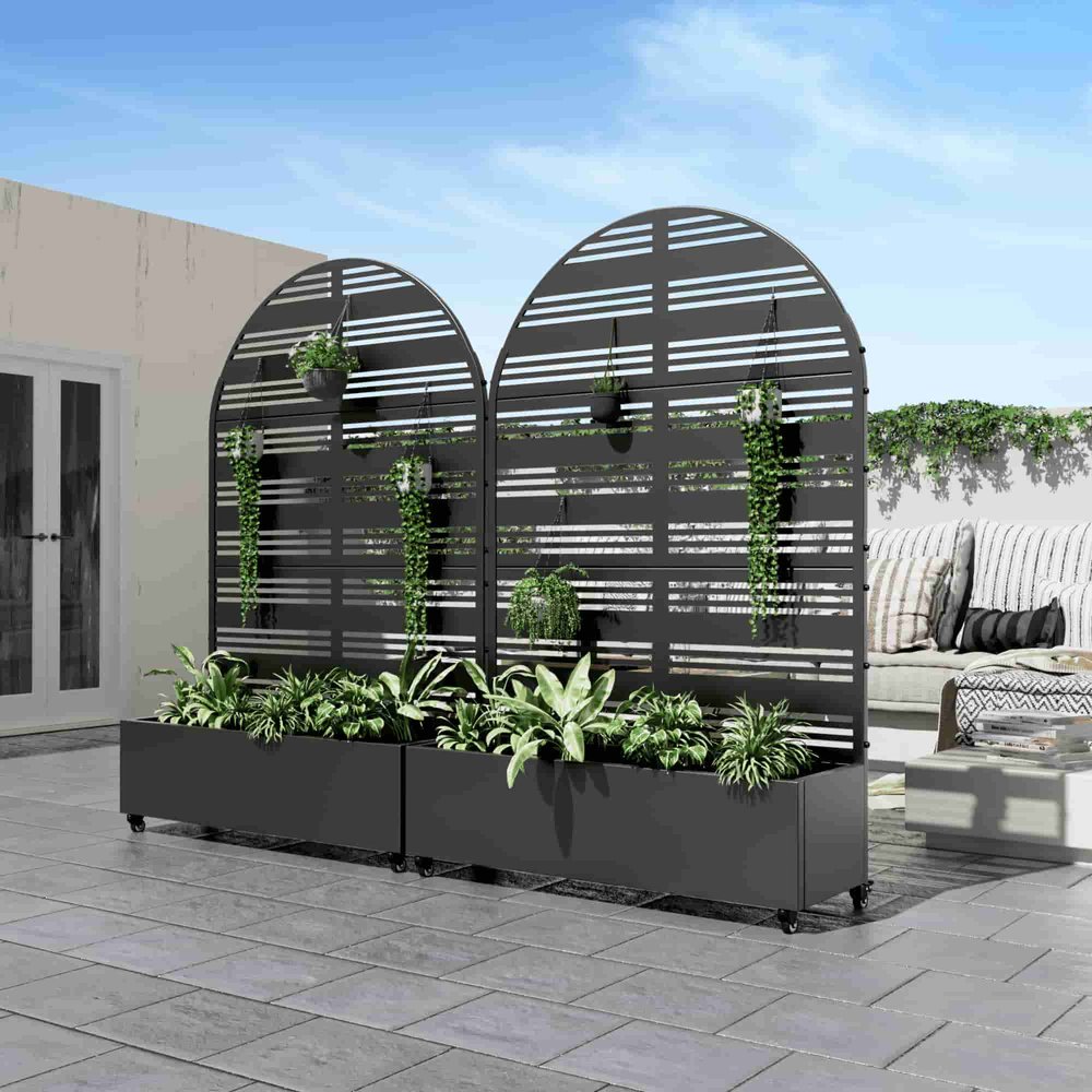 72" X 47" Black Metal Rectangular Planter Box