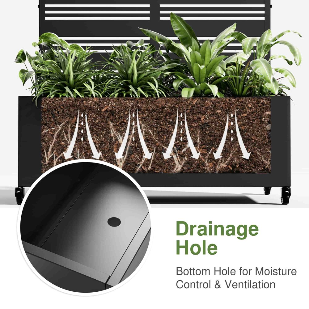 72" X 47" Black Metal Rectangular Planter Box