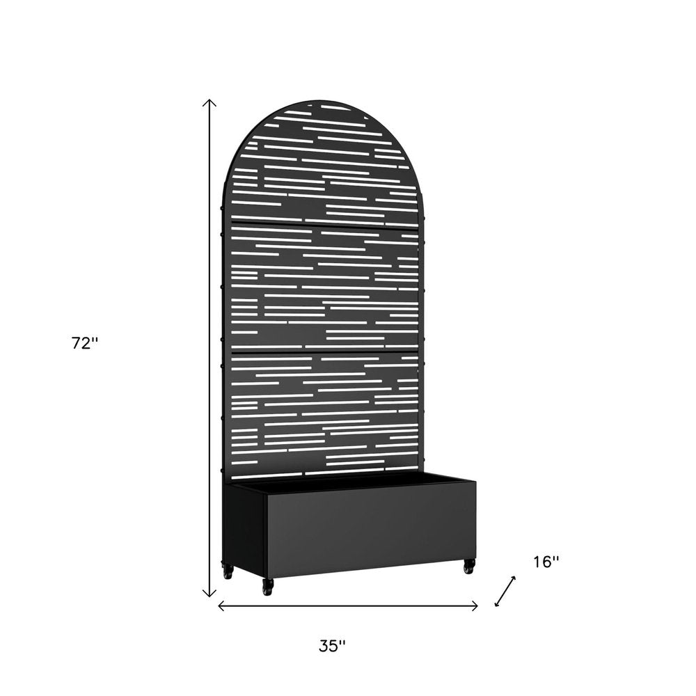 72" X 35" Black Metal Rectangular Planter Box