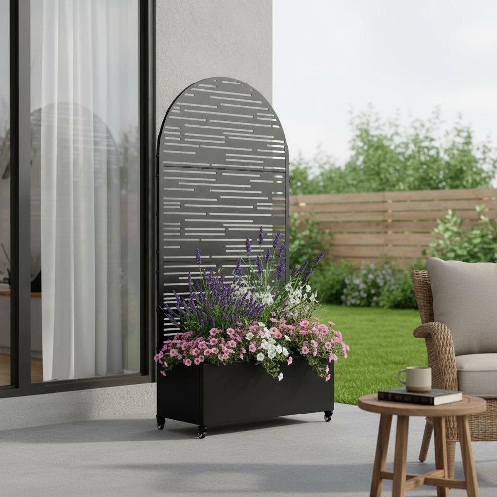 72" X 35" Black Metal Rectangular Planter Box
