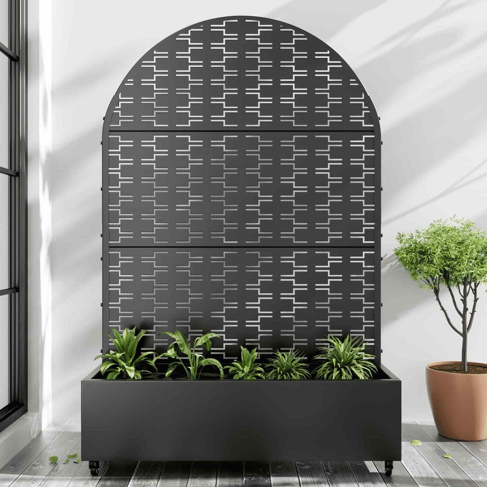 72" X 47" Black Metal Rectangular Planter Box