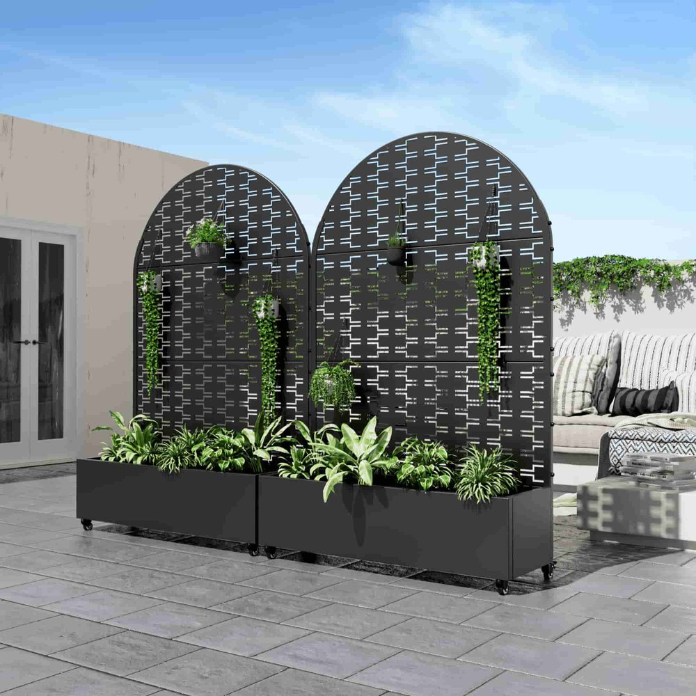 72" X 47" Black Metal Rectangular Planter Box