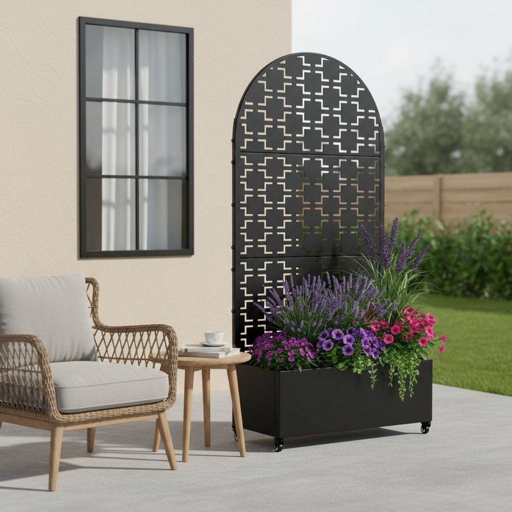 72" X 35" Black Metal Rectangular Planter Box