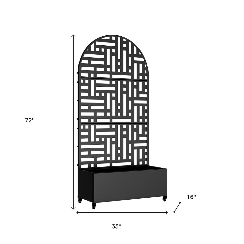 72" X 35" Black Metal Rectangular Planter Box