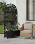 72" X 35" Black Metal Rectangular Planter Box