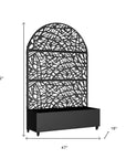 72" X 47" Black Metal Rectangular Planter Box
